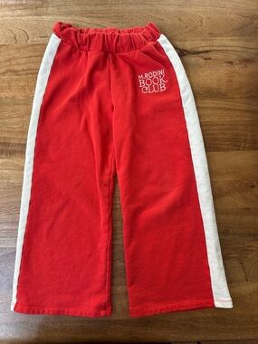 Mini Rodini Red Sweatpants with White Side Panels